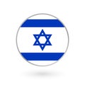 Israel flag icon isolated on white background. Israeli round badge. Vector illustration. Royalty Free Stock Photo